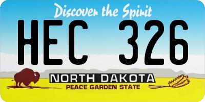 ND license plate HEC326