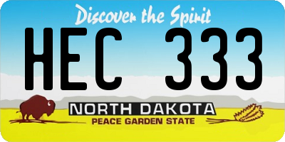 ND license plate HEC333