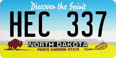 ND license plate HEC337