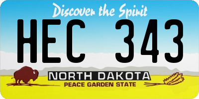 ND license plate HEC343