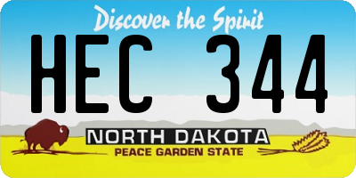 ND license plate HEC344