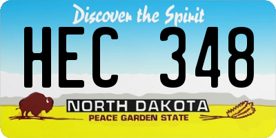 ND license plate HEC348