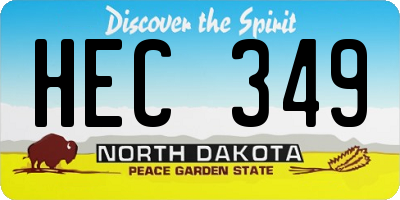 ND license plate HEC349