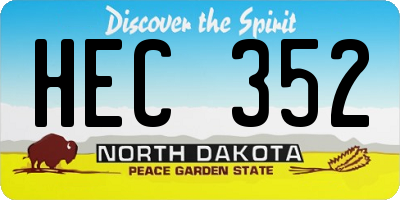 ND license plate HEC352