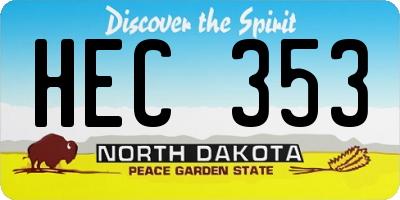 ND license plate HEC353