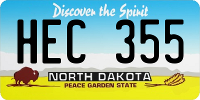 ND license plate HEC355