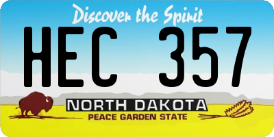 ND license plate HEC357