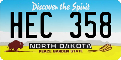 ND license plate HEC358