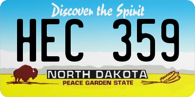 ND license plate HEC359