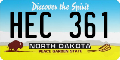 ND license plate HEC361