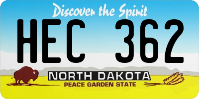 ND license plate HEC362
