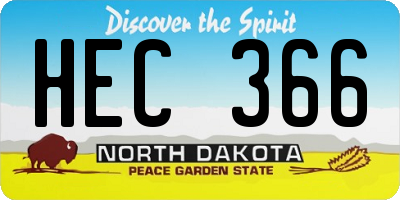 ND license plate HEC366