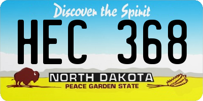 ND license plate HEC368
