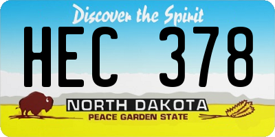 ND license plate HEC378