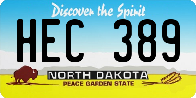 ND license plate HEC389