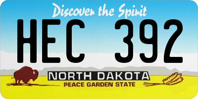 ND license plate HEC392