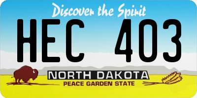 ND license plate HEC403