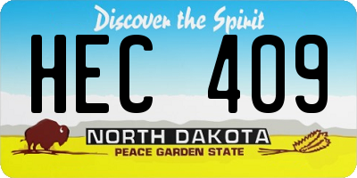 ND license plate HEC409