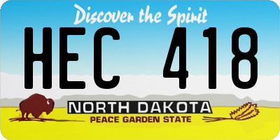 ND license plate HEC418