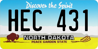 ND license plate HEC431
