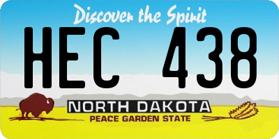 ND license plate HEC438
