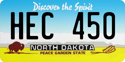 ND license plate HEC450