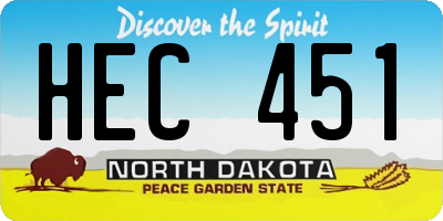ND license plate HEC451