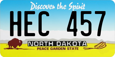 ND license plate HEC457