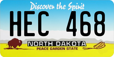 ND license plate HEC468