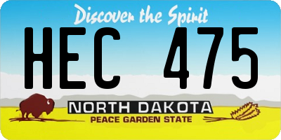 ND license plate HEC475