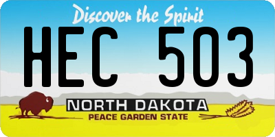 ND license plate HEC503