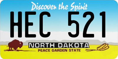 ND license plate HEC521