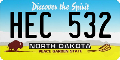 ND license plate HEC532