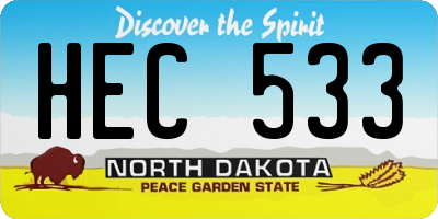 ND license plate HEC533