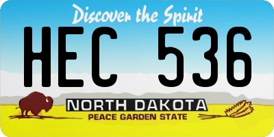 ND license plate HEC536