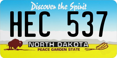 ND license plate HEC537
