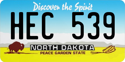 ND license plate HEC539