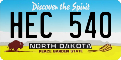 ND license plate HEC540