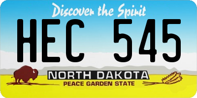 ND license plate HEC545