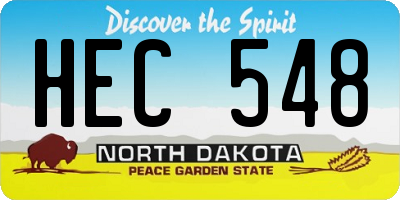 ND license plate HEC548