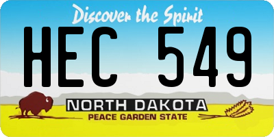 ND license plate HEC549