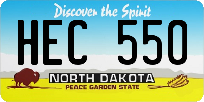 ND license plate HEC550