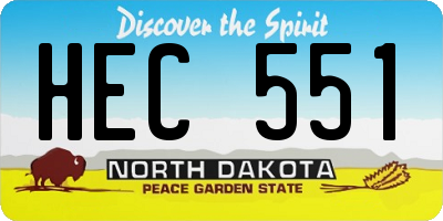 ND license plate HEC551