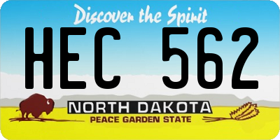 ND license plate HEC562