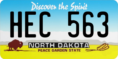 ND license plate HEC563