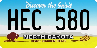 ND license plate HEC580