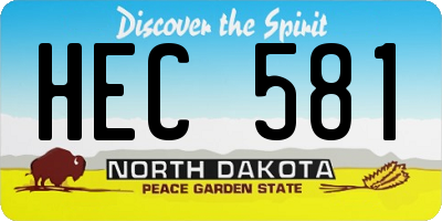 ND license plate HEC581