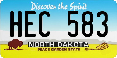 ND license plate HEC583