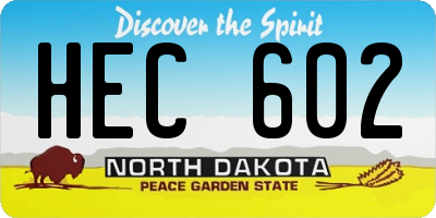 ND license plate HEC602