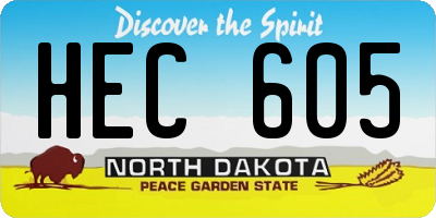 ND license plate HEC605